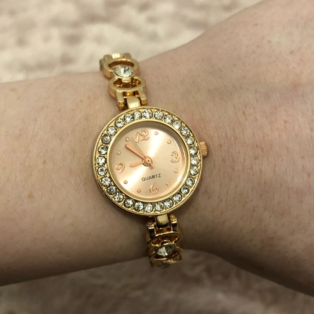 Gold Rhinestone with Bows Watch